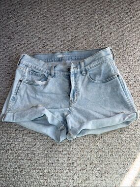 Vintage Old Navy boyfriend Pale Blue Denim Rolled Hem Jean Shorts size 2
